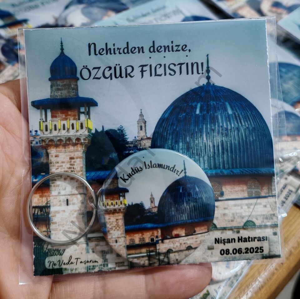 Filistin Temalı Açacaklı Anahtarlık Kartlı