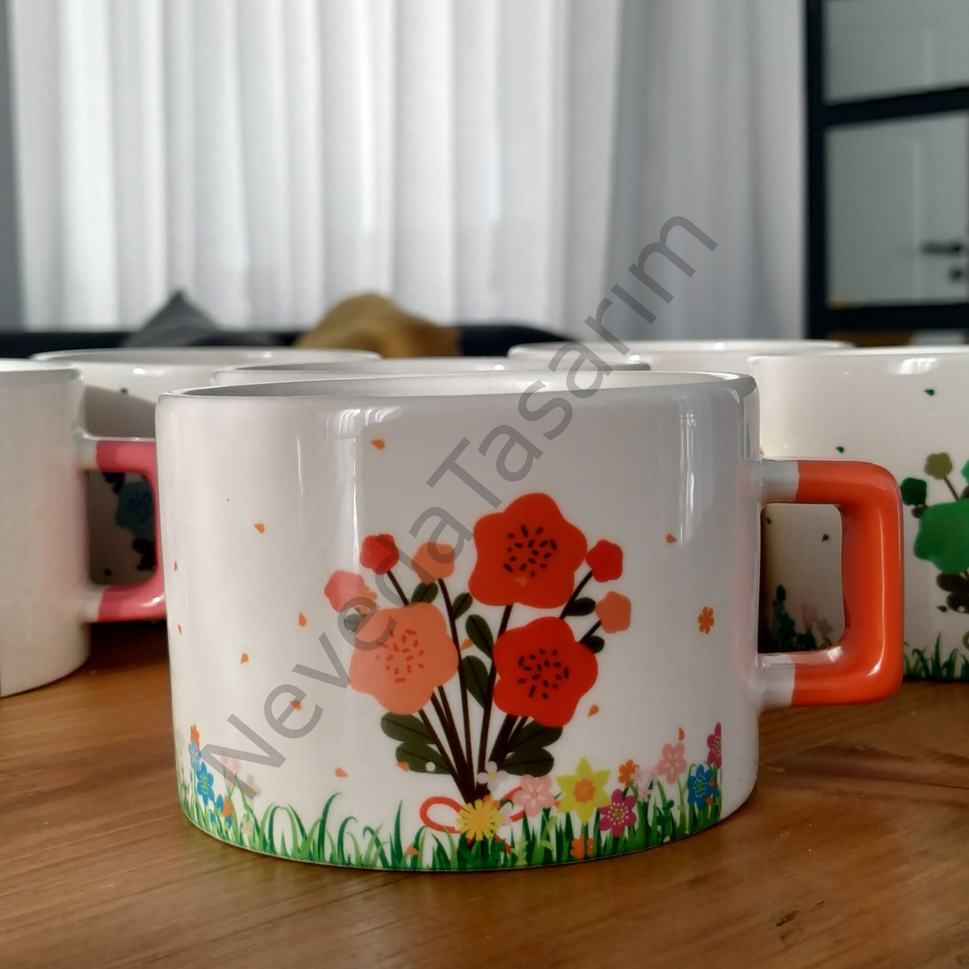 Çiçekli kupa Turuncu