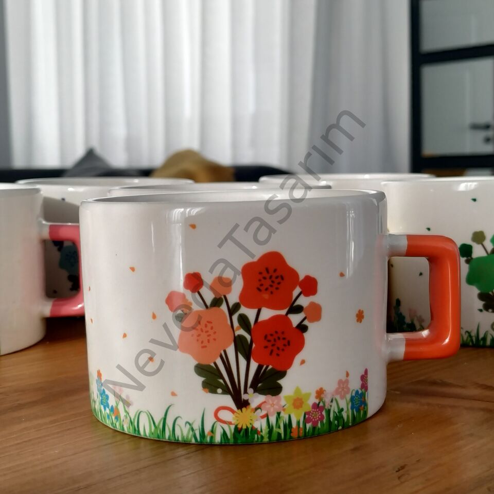 Çiçekli kupa Turuncu