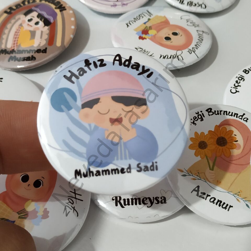 İsimli Hafız Rozetleri 44 mm - Erkek