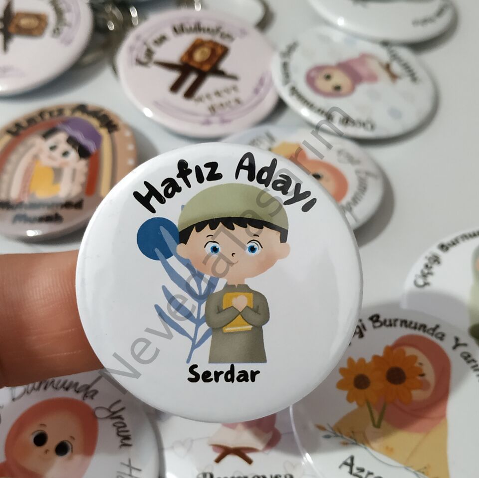 İsimli Hafız Rozetleri 58 mm - Erkek