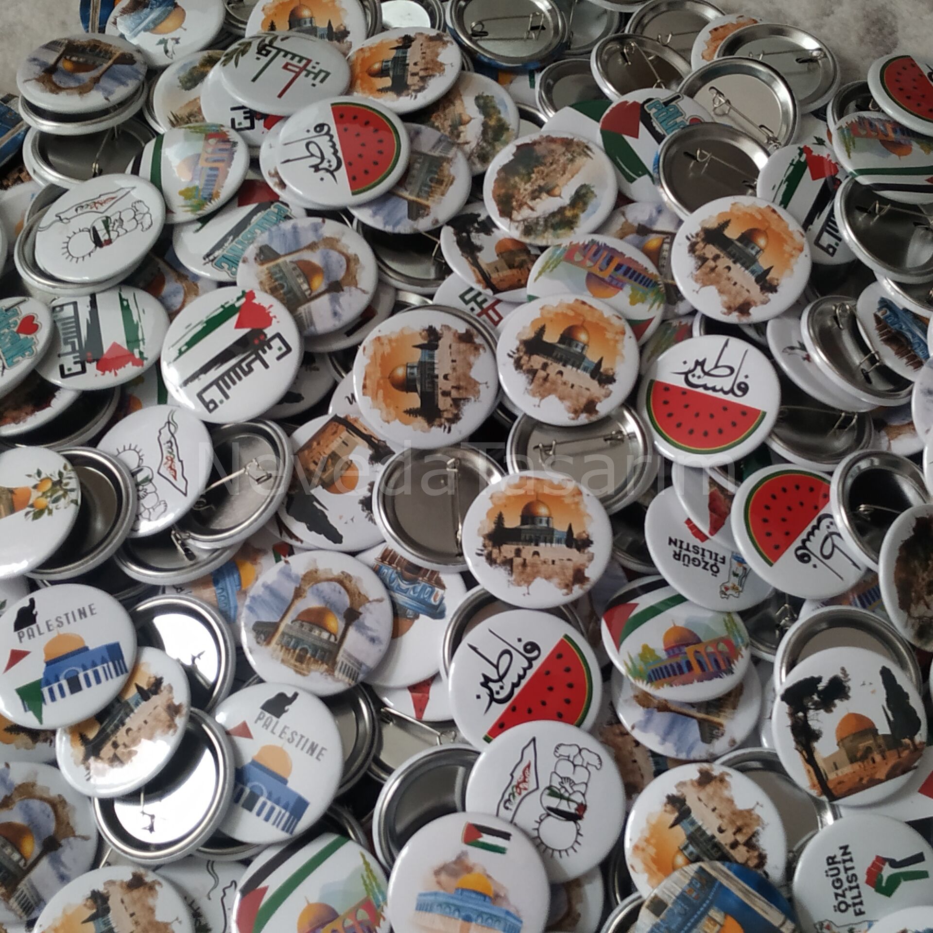 Filistin Temalı Karışık Rozet - 100 Adet