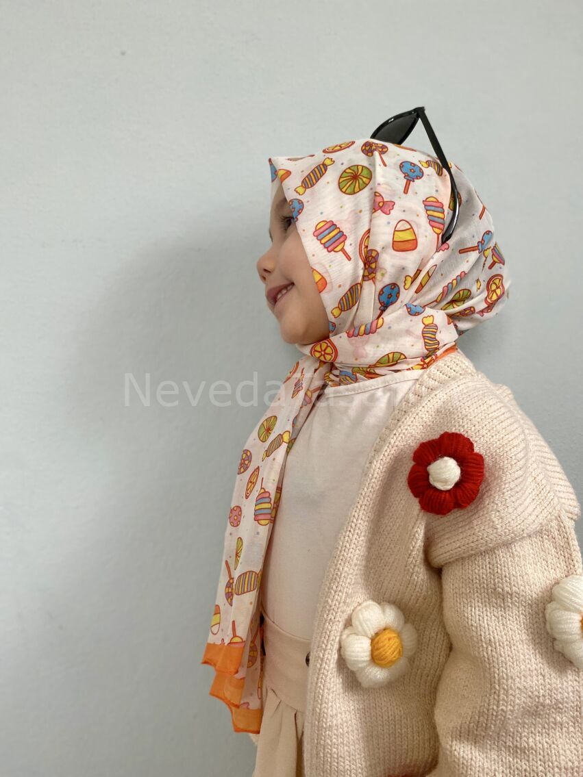 Çocuk Şal - Turuncu Şeker Desenli