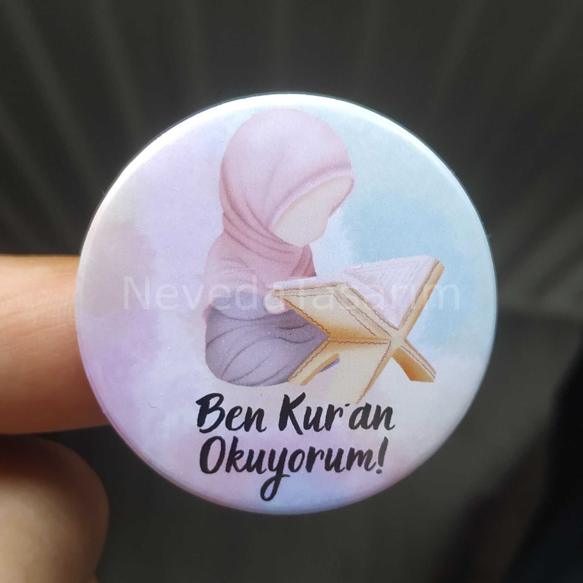 Ben Kur'an Okuyorum - Rozet 44mm Model 5