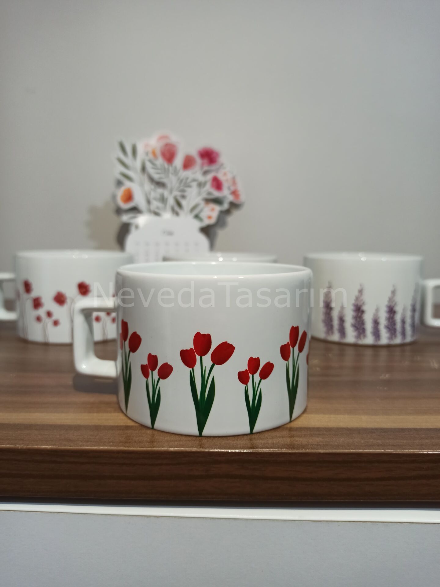Çiçek Desenli Nescafe Fincanı - Altılı Model 6