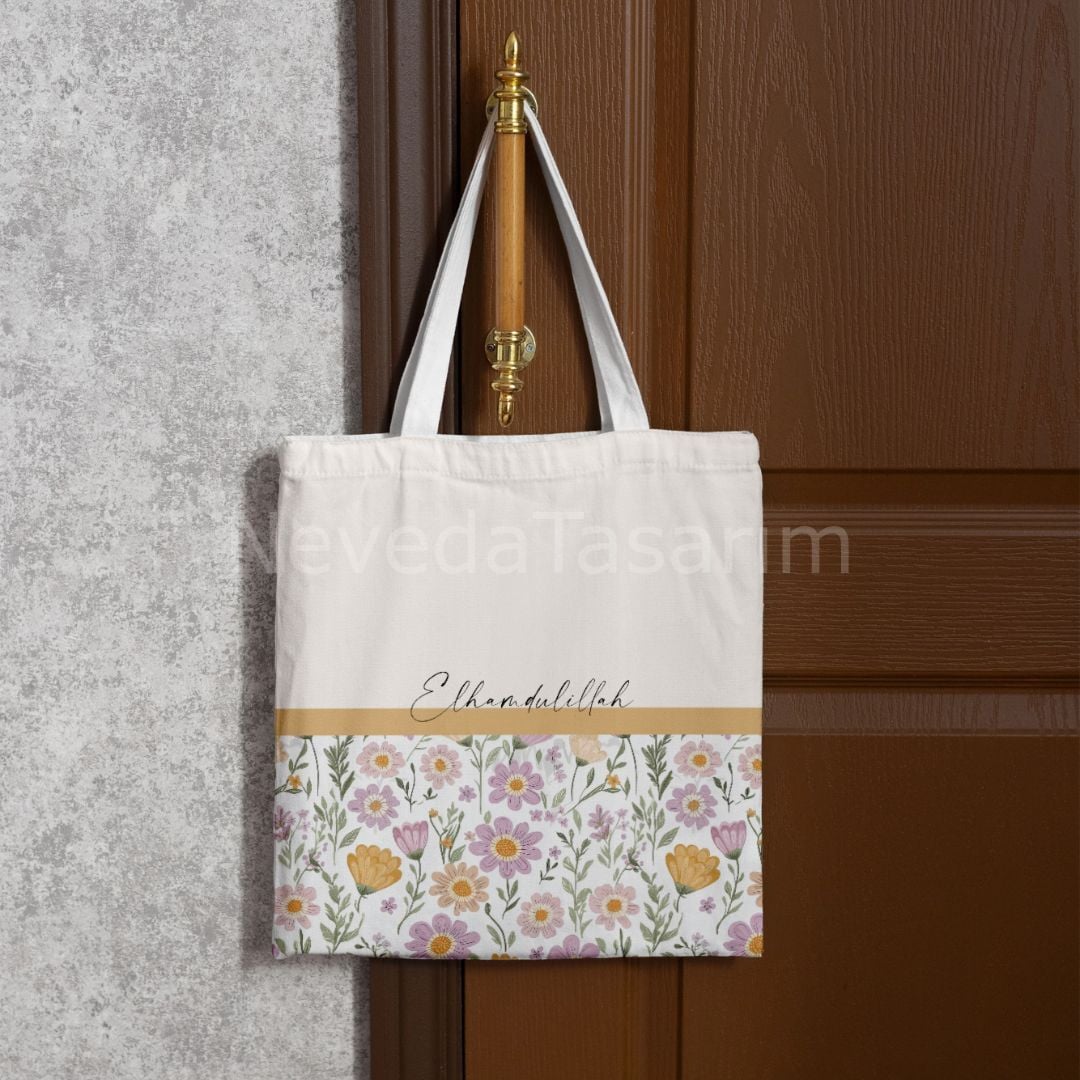 Elhamdulillah – Çiçekli Bez Çanta