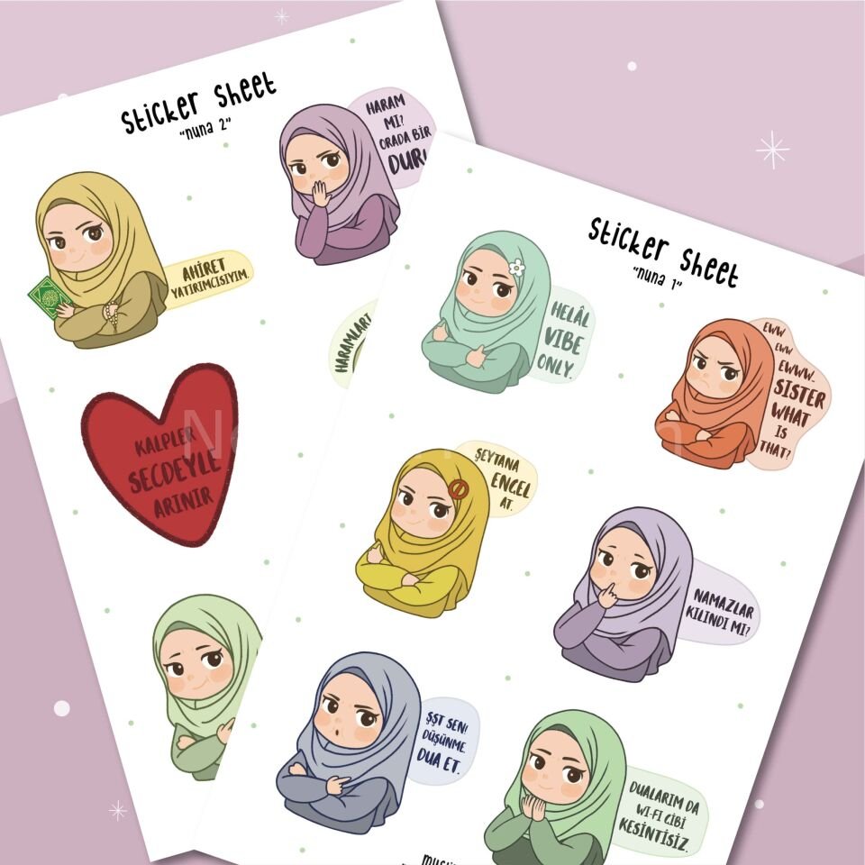 Esprili Tesettürlü Sticker Seti