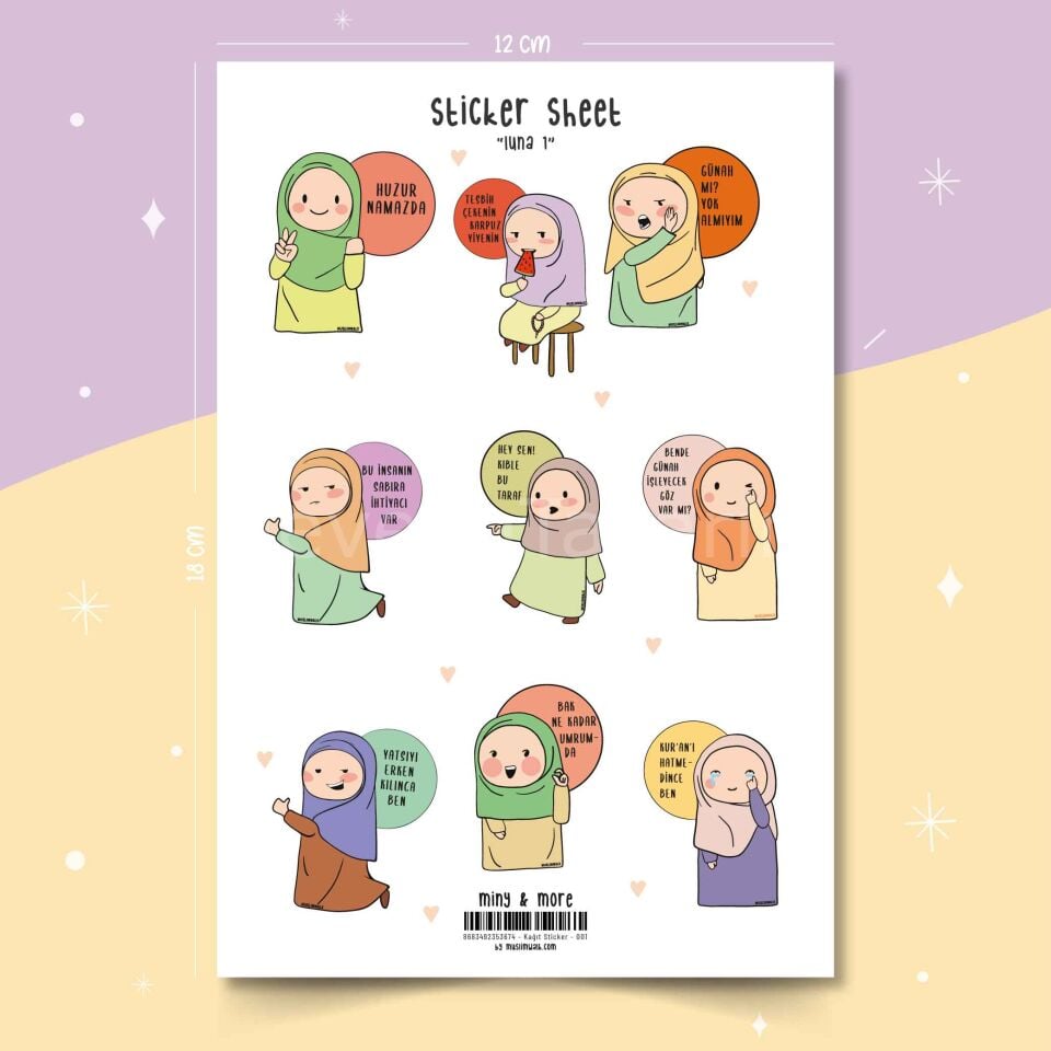 Luna Tesettürlü Esprili Sticker Seti