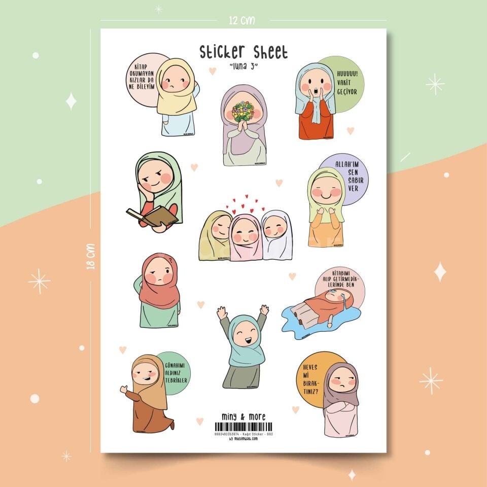 Luna Tesettürlü Esprili Sticker Seti