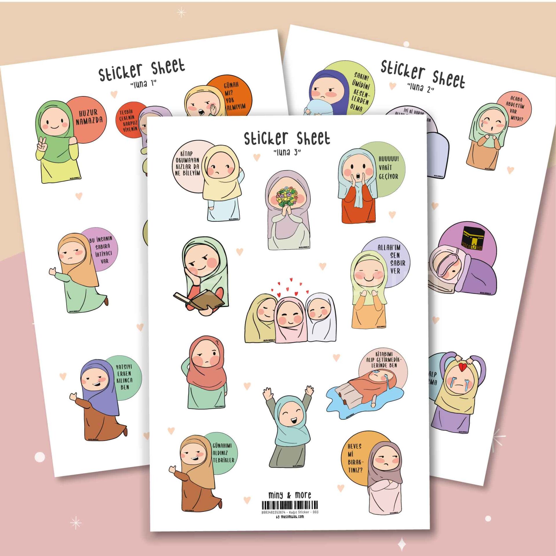 Luna Tesettürlü Esprili Sticker Seti