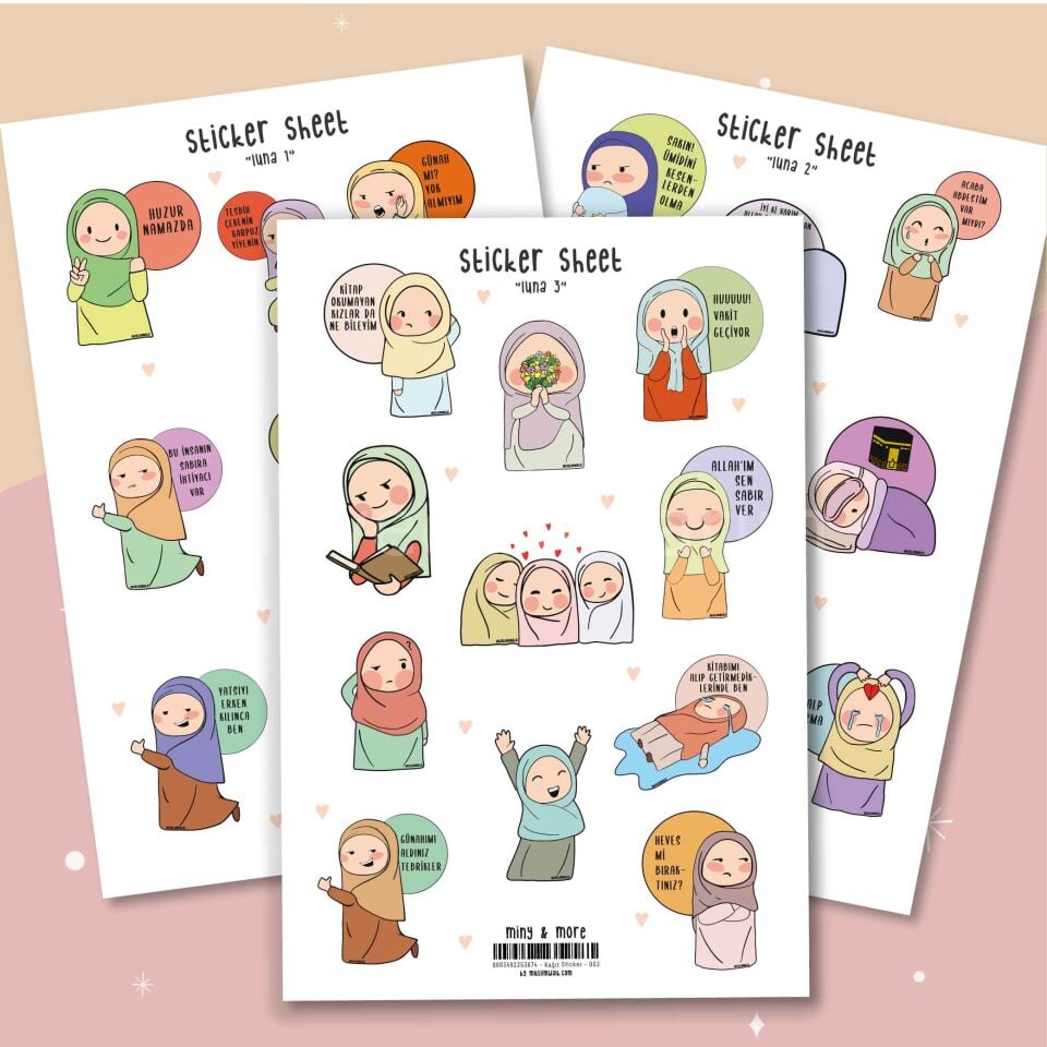Luna Tesettürlü Esprili Sticker Seti