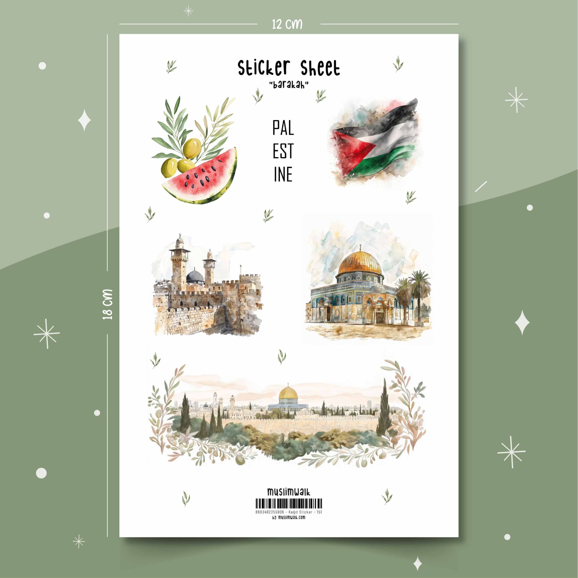 Filistin Temalı Sticker Seti