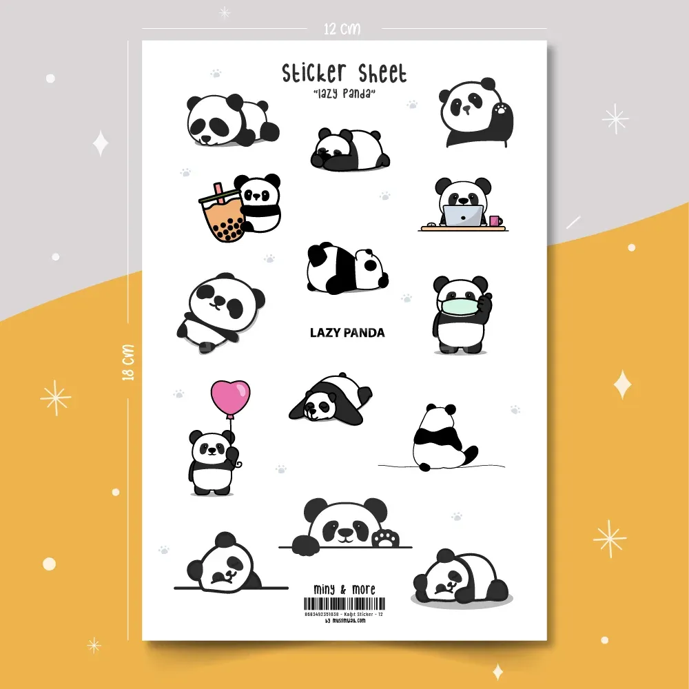 Lazy Panda Sticker Seti