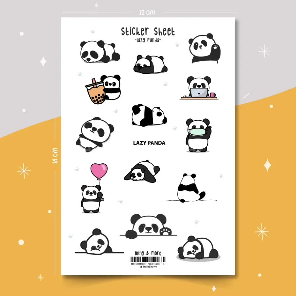 Lazy Panda Sticker Seti