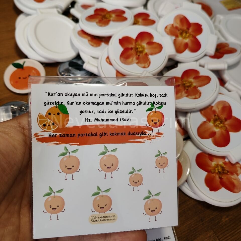 Portakal Temalı Kartlı Ayna ve Anahtarlık