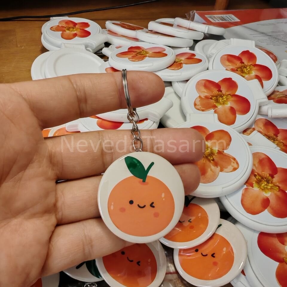 Portakal Temalı Kartlı Ayna ve Anahtarlık