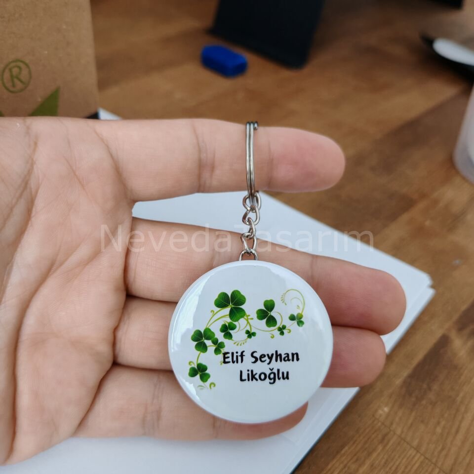 Yeşil Çiçekler - İsme Özel Anahtarlık