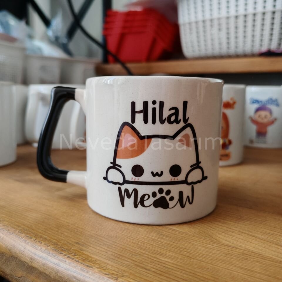 Kedili İsme Özel Kupa