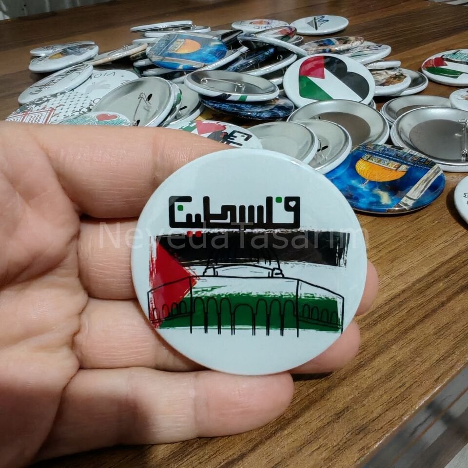 Bayrak-Sahra-Filistin Yazı Rozet