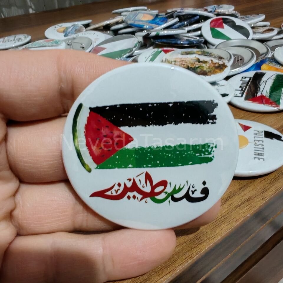 Filistin Bayrak-Yazı Rozet